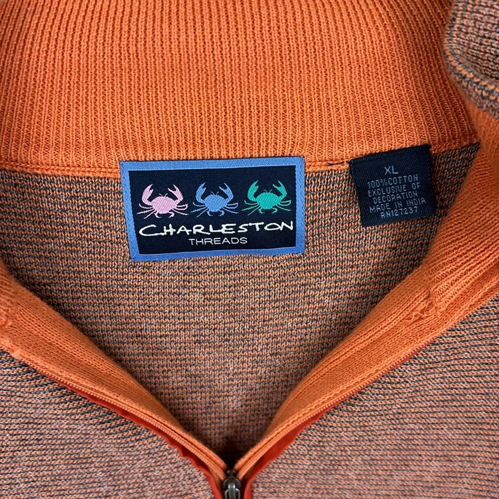 Charleston Threads 1/4 Zip 100% Cotton Golf Sweater Size XL